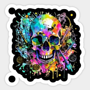 Watercolor Skull for Detectorist Sticker